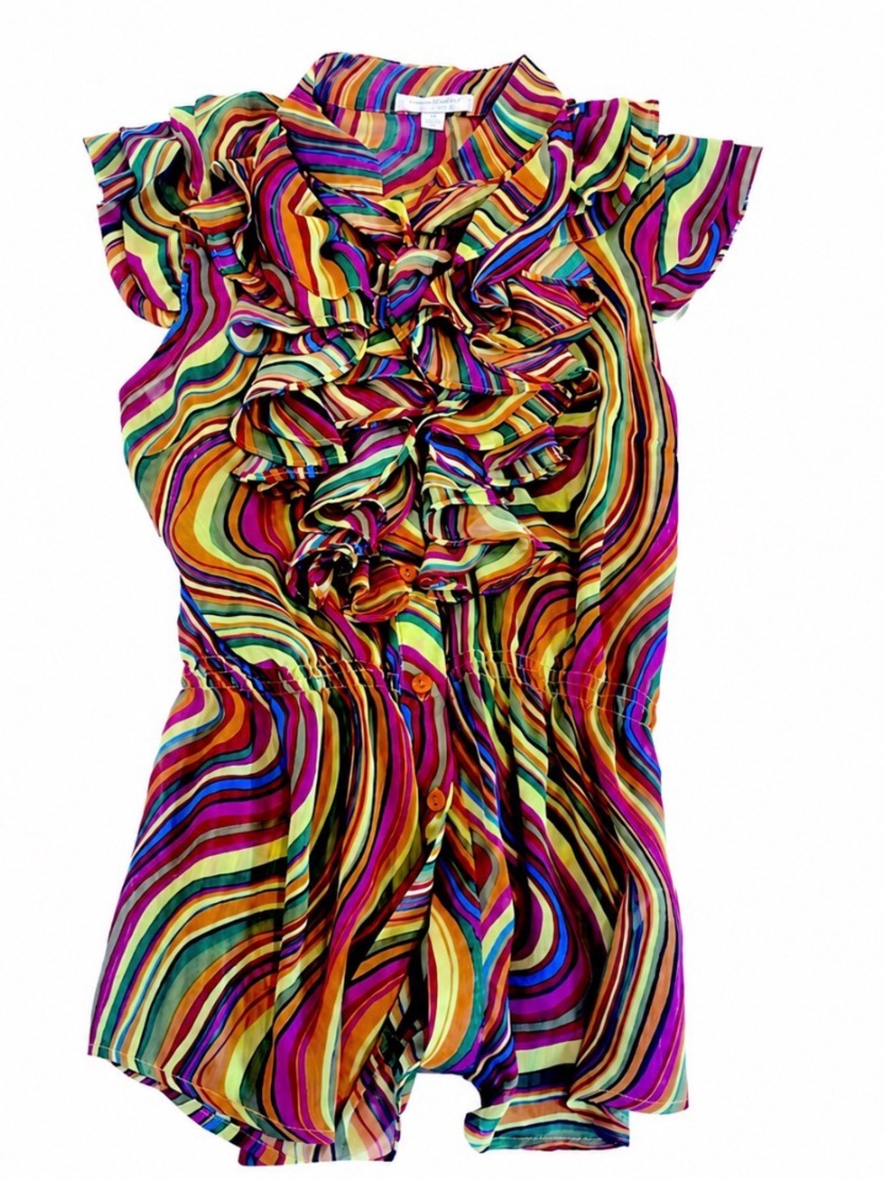 Romeo & Juliet Couture Multicolor Striped sheer Blouse